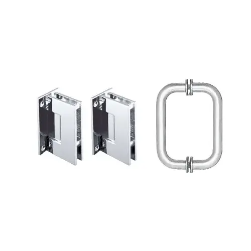 CRL GENS3CH Polished Chrome Geneva Shower Pull and Hinge Set