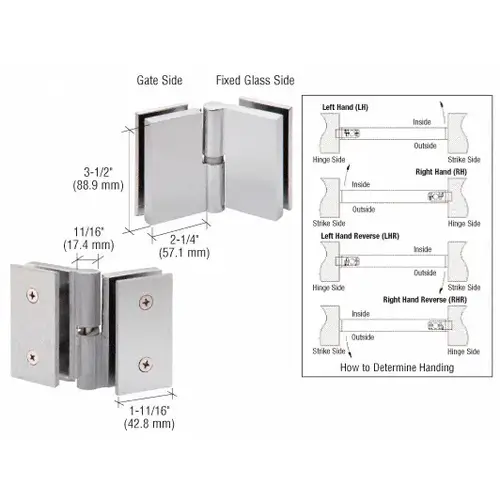 316 Brushed Stainless Single Acting Right Hand Glass-to-Glass Gate Pivot Hinge