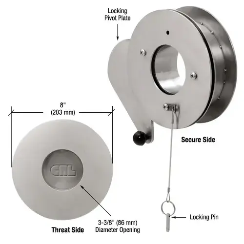 CRL GPTG3 8" Thru-Glass Gunport Brushed Stainless Steel