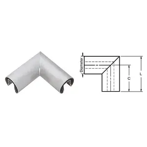 CRL GR15HBS Brushed Stainless 1-1/2" Diameter 90 Degree Horizontal Corner for 1/2" or 5/8" Glass Cap Railing