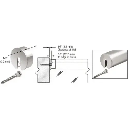 Polished Stainless Stabilizing End Cap for 2-1/2" Cap Railing