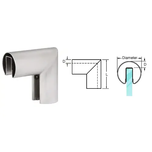 Brushed Stainless 1-1/2" 90 Degree Vertical Corner for 1/2" or 5/8" Glass Cap Railing