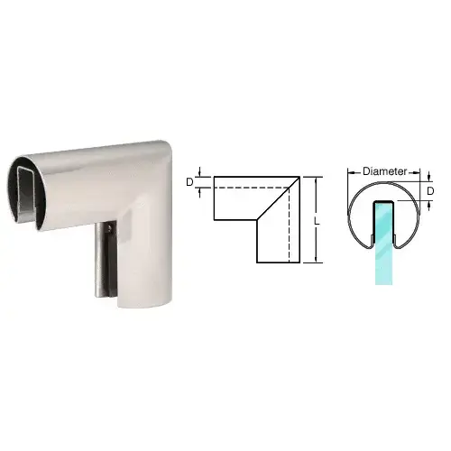 Polished Stainless 1-1/2" 90 Degree Vertical Corner for 1/2" or 5/8" Glass Cap Railing