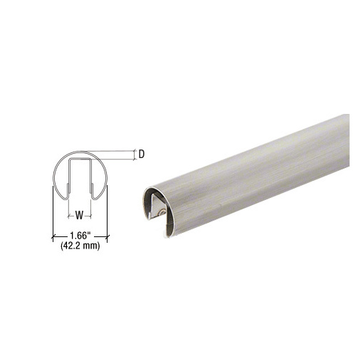 CRL GR16BS Brushed Stainless 1.66" Premium Cap Rail for 1/2" Glass - 120"