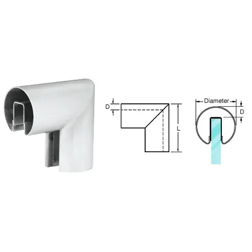 Mill Finish 1.9" 90 Degree Vertical Corner for 1/2" or 5/8" Glass Cap Railing