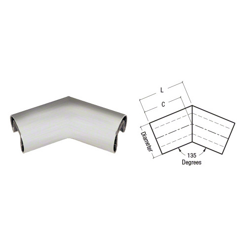 CRL GR207H3BS Brushed Stainless 2" Diameter 135 Degree Horizontal Corner for 3/4" Glass Cap Railing