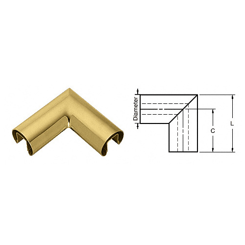 Polished Brass 2-1/2" Diameter 90 Degree Horizontal Corner for 3/4" Glass Cap Railing