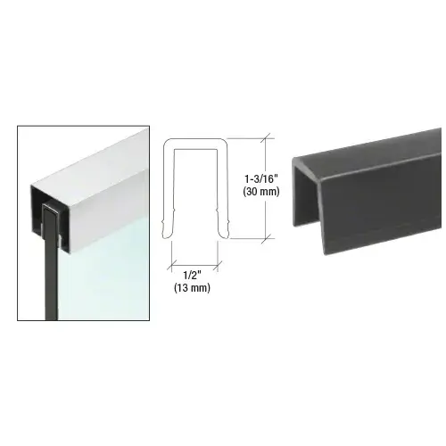 CRL GR5PV Black Rigid 1/2" U-Channel Cap Rail Vinyl - 120" Length