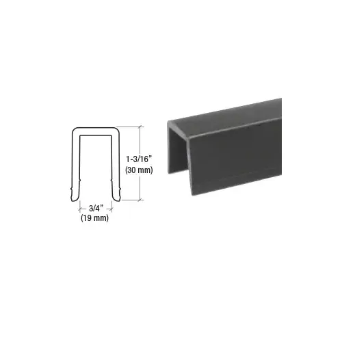 Black Rigid 3/4" U-Channel Cap Rail Vinyl -  12" Stock Length - pack of 10