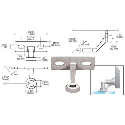 Brushed Stainless Single Arm Wall/Fin Mounted Fitting