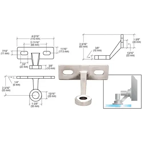 CRL GRF1PS Polished Stainless Single Arm Wall/Fin Mounted Fitting