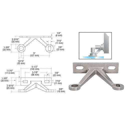 Brushed Stainless Double Arm 'V' Wall/Fin Mounted Fitting