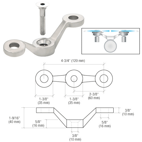 Brushed Stainless Double Arm Post Mount Spider Fitting