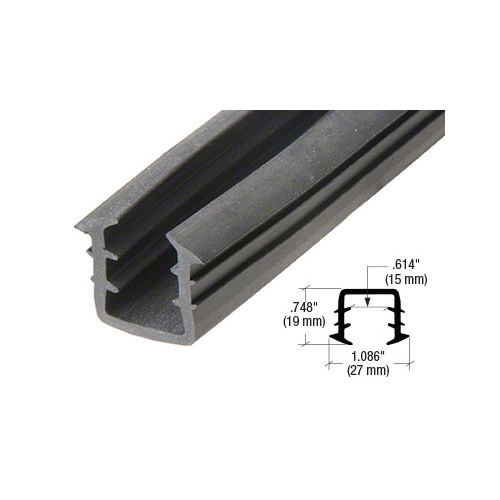 CRL GRRF1515PV Roll Form Cap Rail Black Rubber Insert for 1/2" and 5/8" Monolithic Glass and 9/16" (13.52 mm) Laminated Glass