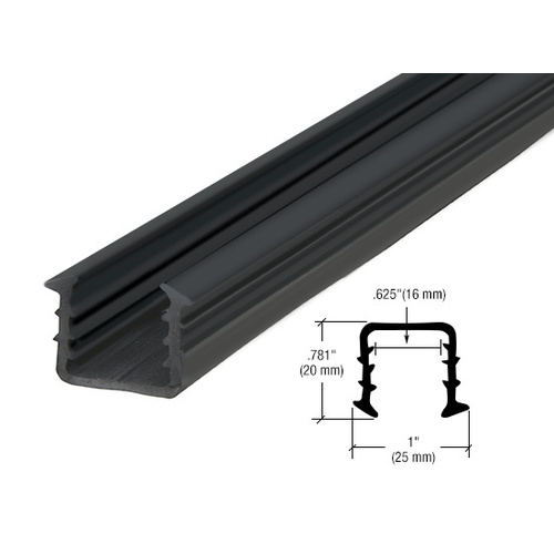 Roll Form Cap Rail Black Rubber Insert for 3/4" Monolithic Glass and 11/16" Laminated Glass