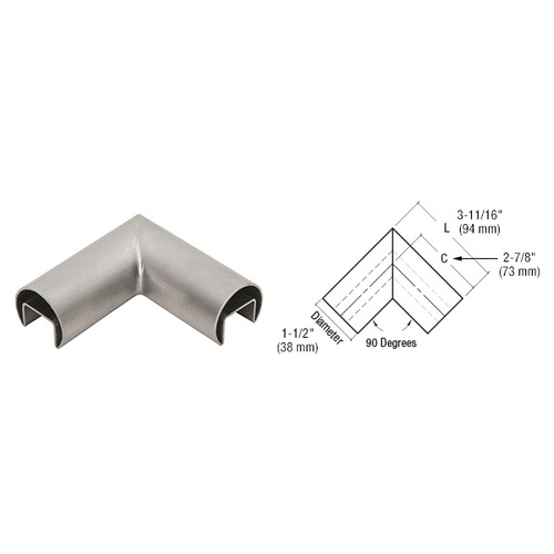 CRL GRRF15HBS 316 Brushed Stainless Steel 90 Degree Horizontal Roll Formed Cap Rails Corners