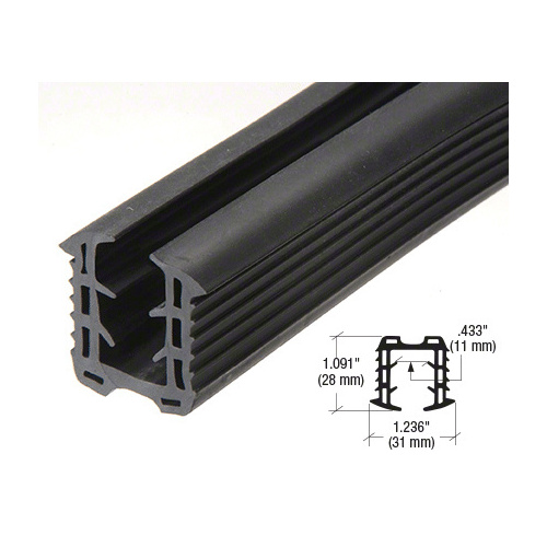 CRL GRRF2013PV Roll Form Cap Rail Black Rubber Insert for 1/2" (12 mm) Monolithic Glass and 9/16" (12 mm) Laminated Glass