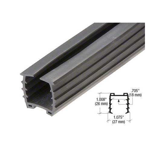 Black Roll Form Cap Rail Rubber Insert for 3/4" Monolithic Glass