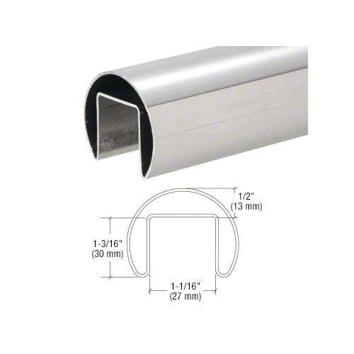 316 Polished Stainless Steel 1-7/8" Roll Form Cap Rail - 19 ft-8"