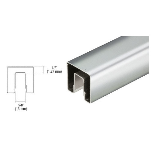 Polished Stainless 1-1/2" Square Premium Cap Rail for 1/2" Glass - 120" Long