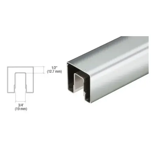 Polished Stainless 2" Square Premium Cap Rail for 1/2" or 5/8" Glass - 120" Long