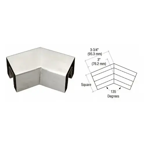 Brushed Stainless 135 Degree Crisp Corner Square Cap Horizontal Corners