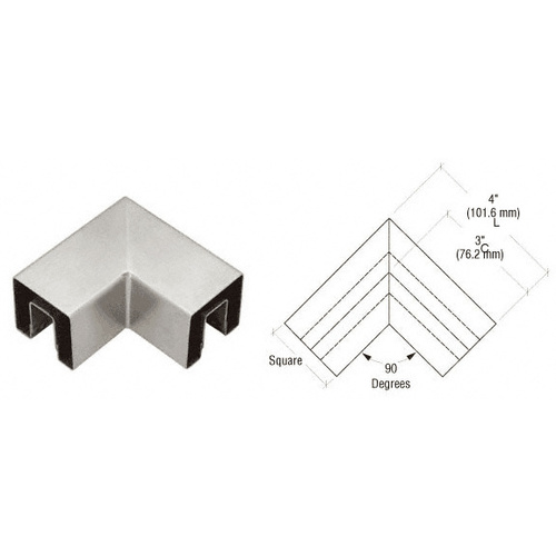 Brushed Stainless 90 Degree Crisp Corner Square Cap Horizontal Corners