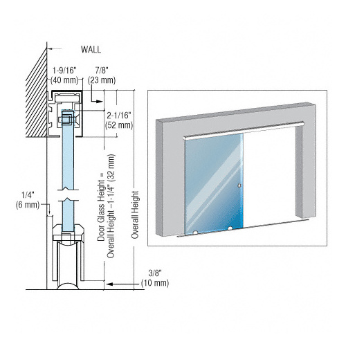 Brushed Stainless GSDH1 Series Single Bottom Rolling Door Installation Assembly - 118"