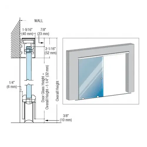 CRL GSDH1BS Brushed Stainless GSDH1 Series Single Bottom Rolling Door Installation Assembly - 118"