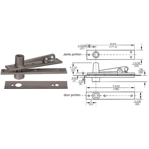 Heavy-Duty Center-Hung Top Pivot with Dark Bronze Cover Plate