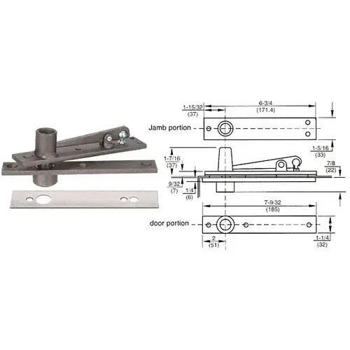 Rixson H340SC Heavy-Duty Center-Hung Top Pivot with Satin Chrome Cover Plate