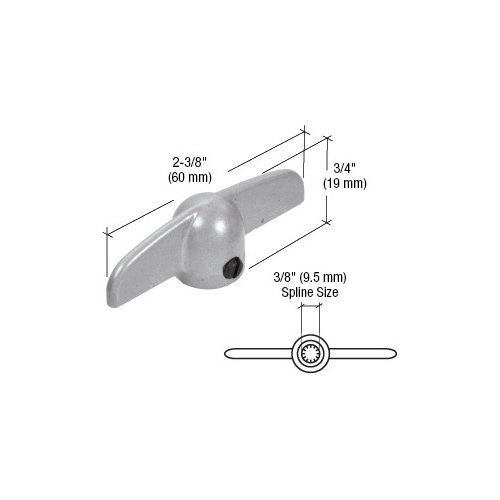 CRL H3537 Aluminum TCrank Casement Operator Handle 3/8" Spline 23/8