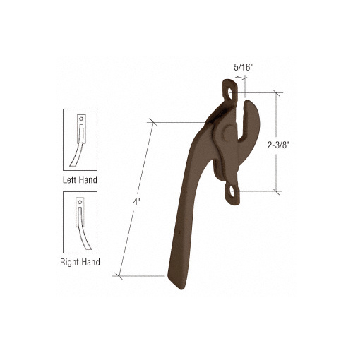 Bronze Left Hand Casement Window Lock - 2-3/8" Screw Holes