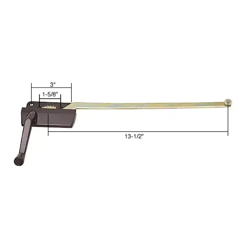 Bronze 13-1/2" Left Hand Casement Window Operator 1-5/8" and 3" Screw Holes