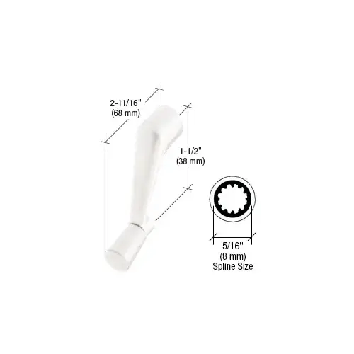 CRL H3712 White Casement Operator Handle with 5/16" Spline Size and 2-11/16" Length