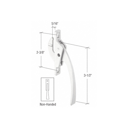 White Straight Casement Window Locking Handle with 2-3/8" Screw Holes