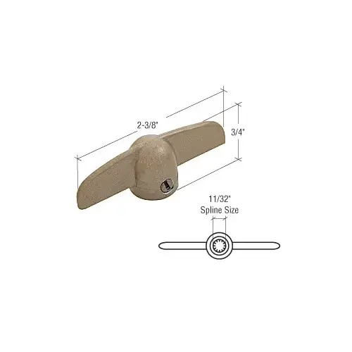 Coppertone T-Crank Window Handle With 11/32" Spline Size for Truth
