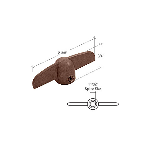 Chestnut Bronze T-Crank Window Handle With 11/32" Spline Size for Truth