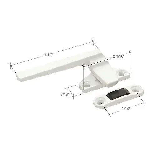 White Left Hand Casement Window Locking Handle With 1-1/2" Screw Holes