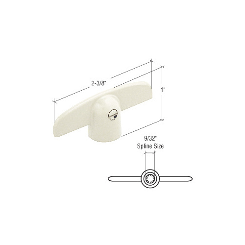 White T-Crank Window Handle for Peachtree With 9/32" Spline