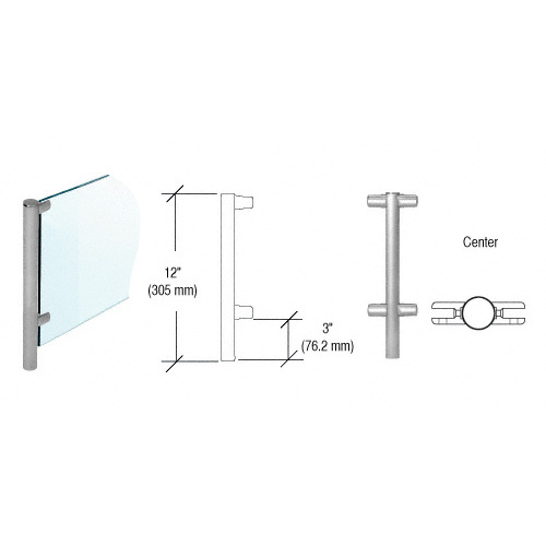 Brushed Stainless 12" x 1" HB55 Slimline Series Round Partition Center Post