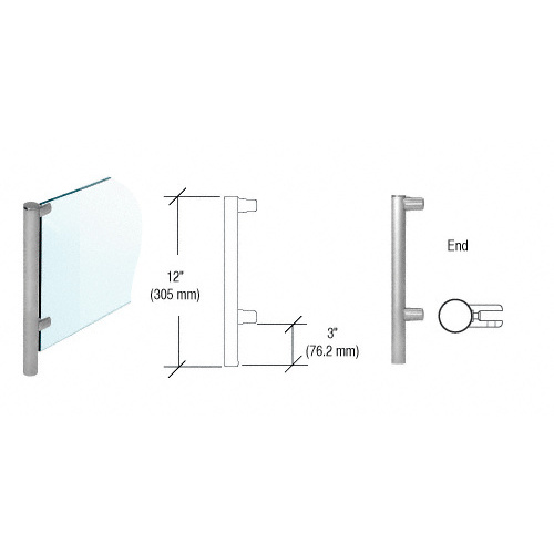 Brushed Stainless 12" x 1" HB55 Slimline Series Round Partition End Post