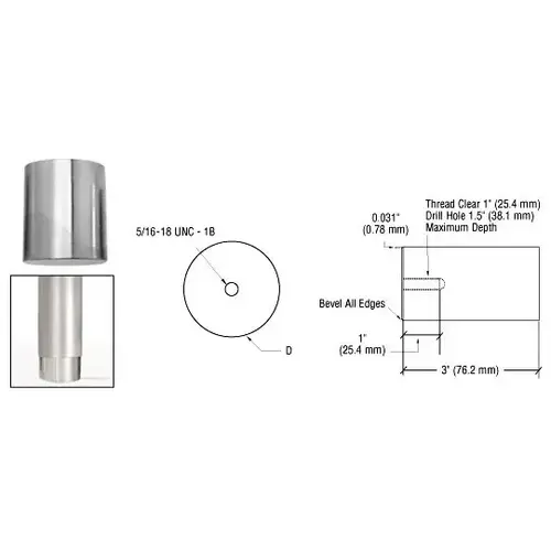 Mill Aluminum Concealed Mounting Lug for 1" Tubing