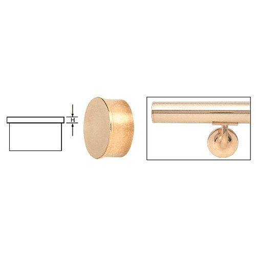 CRL HR10FPB Polished Brass Flat End Cap for 1" Round Tubing