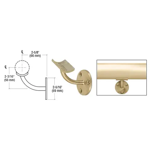 Satin Brass Del Mar Series Wall Mounted Long Arm Hand Rail Bracket