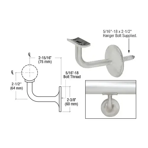 Brushed Stainless Pismo Series Wall Mounted Hand Rail Bracket