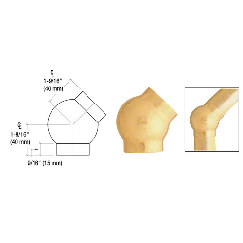 CRL HR15BMPB Polished Brass 2-5/8" 135 Degree Ball Type Elbow for 1-1/2" Tubing