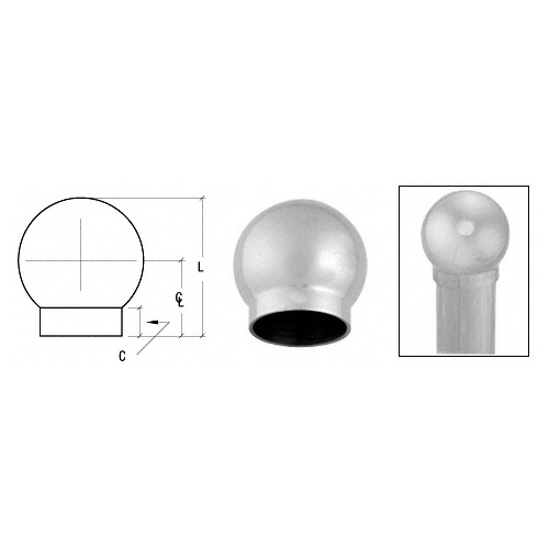 Polished Stainless 2-5/8" Ball Type End Cap for 1-1/2" Tubing