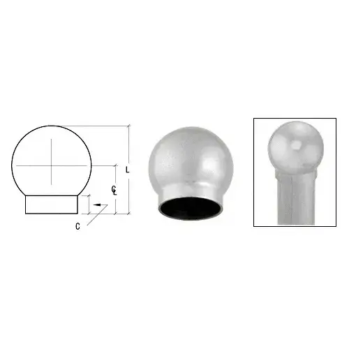 CRL HR15BPS Polished Stainless 2-5/8" Ball Type End Cap for 1-1/2" Tubing