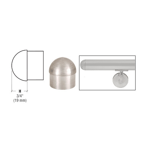 CRL HR15DBS Brushed Stainless Dome End Cap for 1-1/2" Tubing